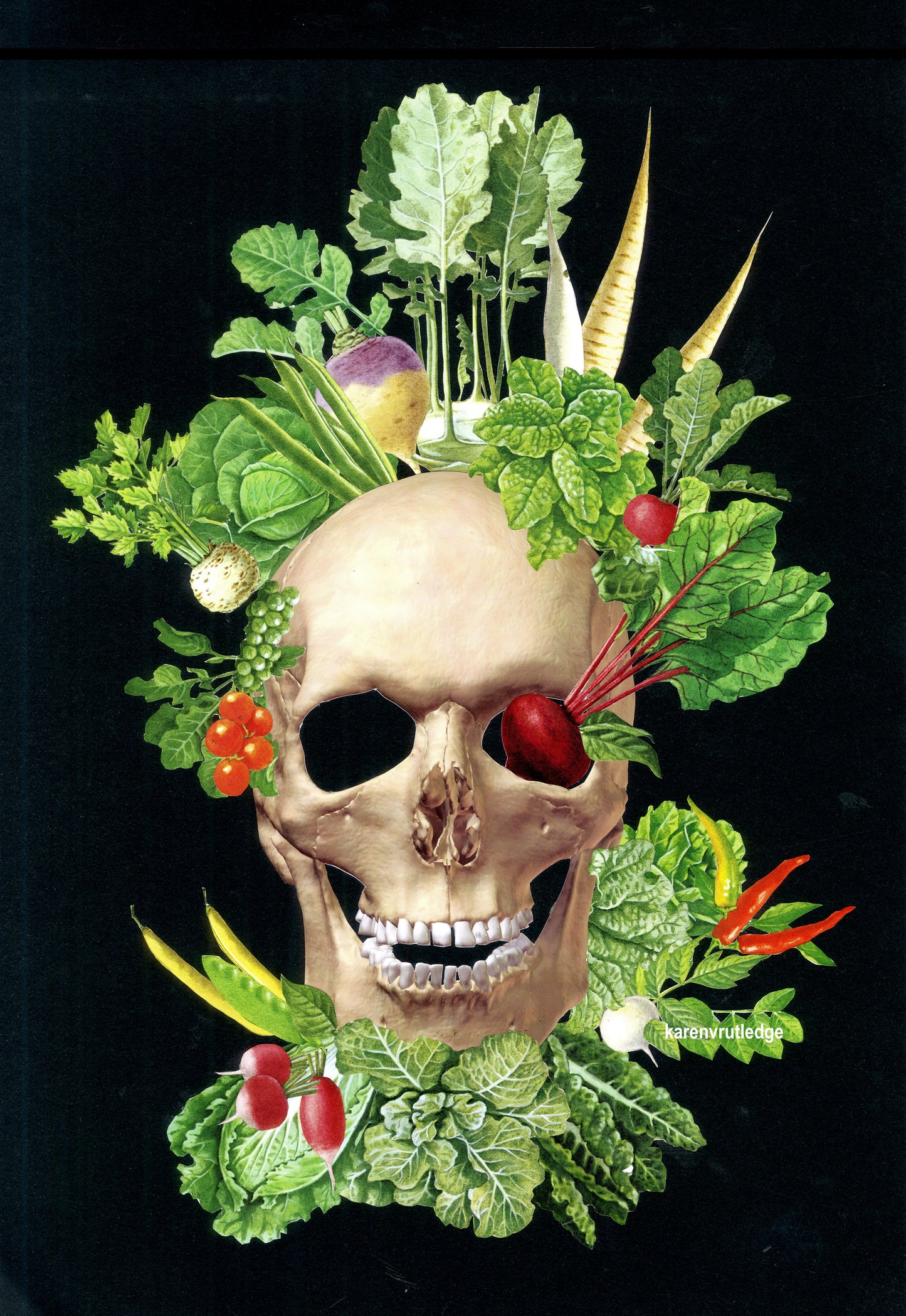 Salad Skull - Collage Art Print